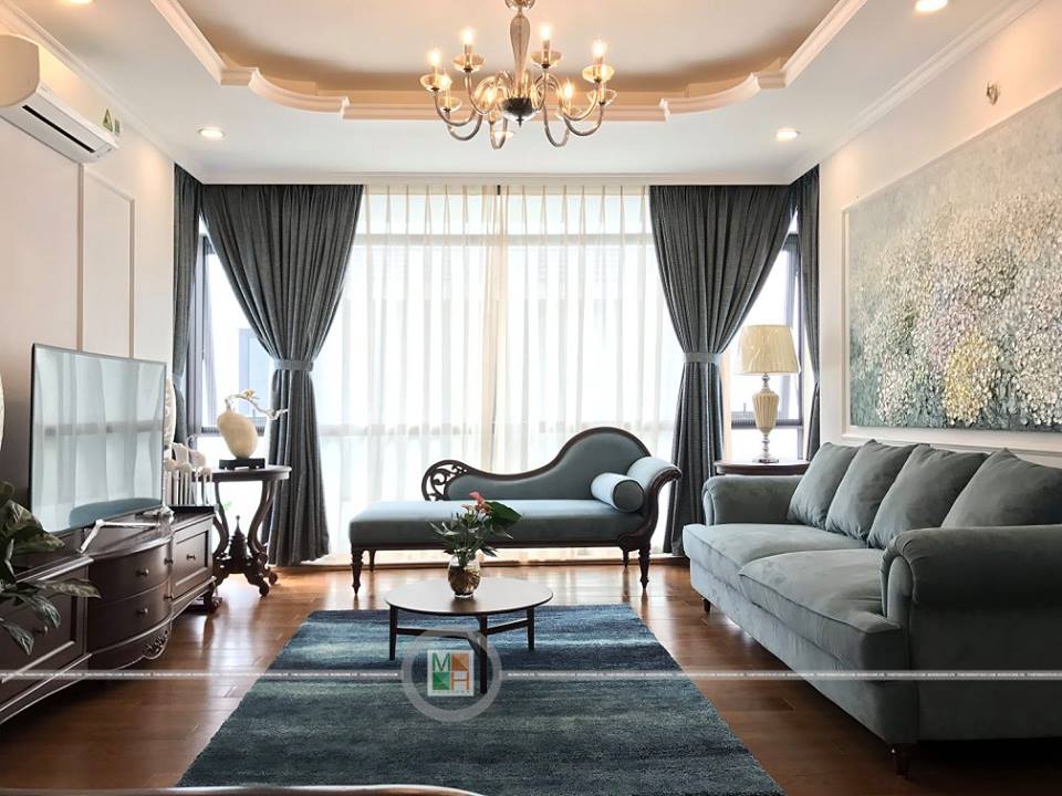 Thi công nội thất biệt thự phố gỗ óc chó tại Ecopark